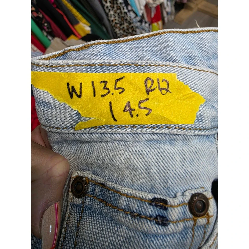 Vintage Light Wash High Waisted Denim Bermuda Shorts Light Blue Relaxed Fit